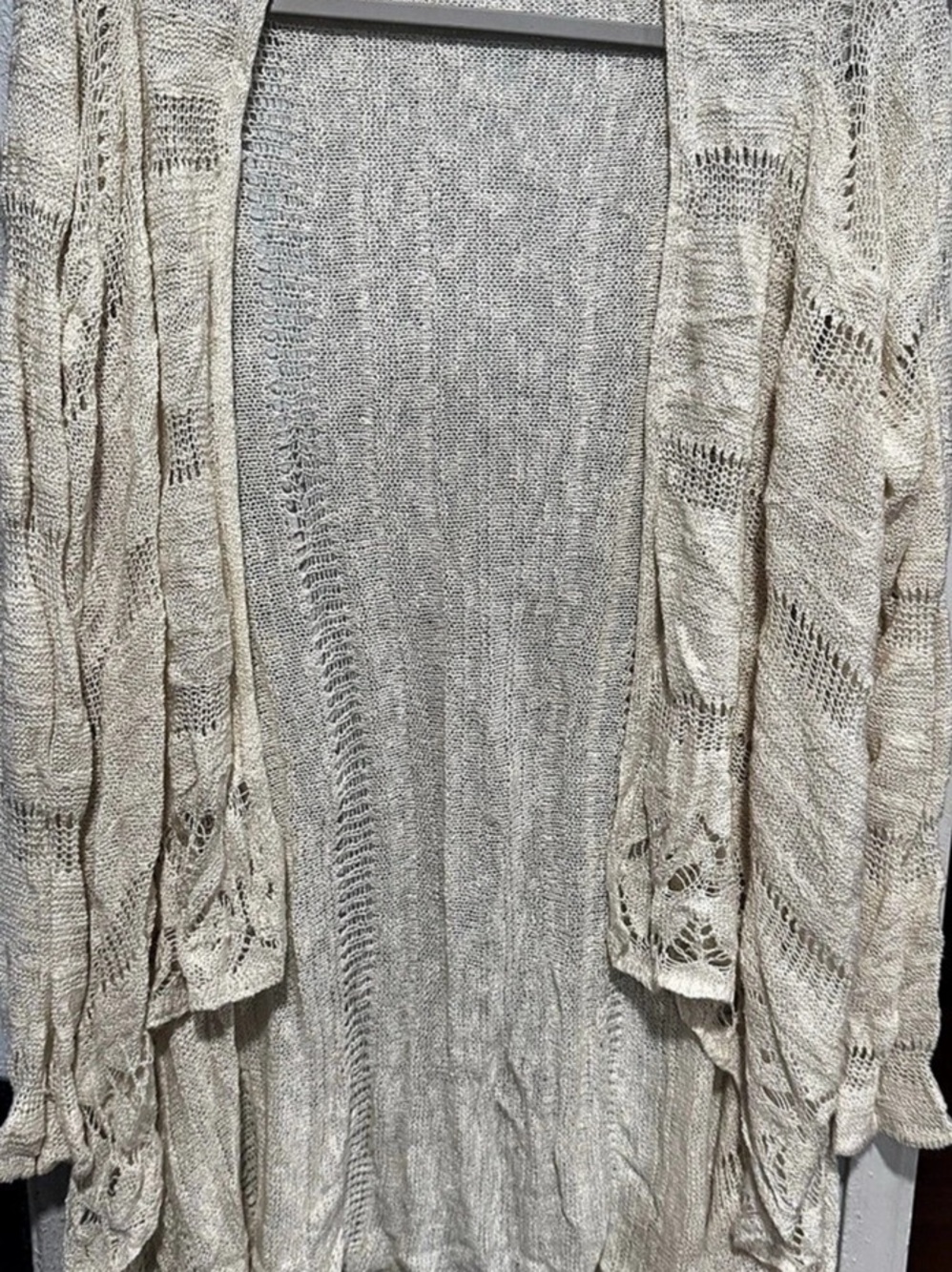 Say What? Open Front Knit Cardigan in Cream Size Medium